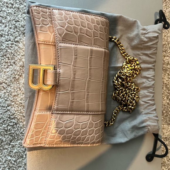 Balenciaga Hourglass Chain Wallet Crocodile Embossed Leather Mini - Picture 2 of 3